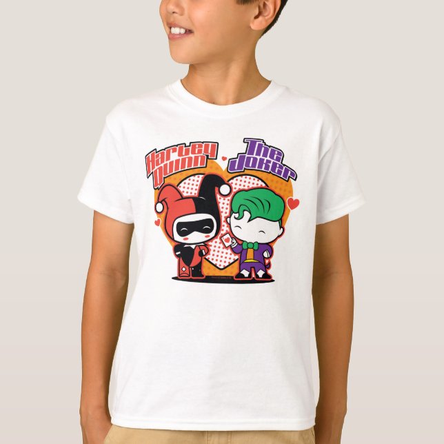 Camiseta Chibi Harley Quinn & Chibi Joker Hearts (Anverso)