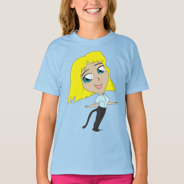 Camiseta chibi niña con cola   (Anverso)