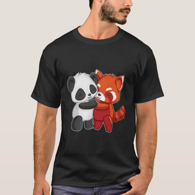 Camiseta Chibi Panda Bear Hugs Red Panda (Anverso)