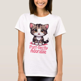 Camiseta Chibi Purr-fectamente adorable Kawaii Kitten en ro