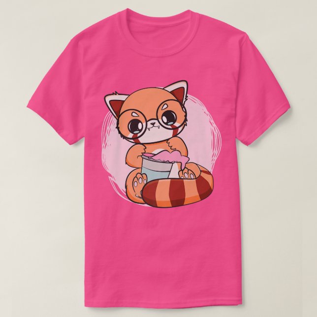 Camiseta Chibi Red Panda Boba Anime Pearl Bubble Tea Otaku (Diseño del anverso)