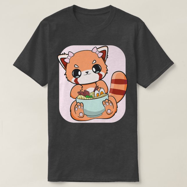 Camiseta Chibi Red Panda Ramen I Love Ramen Japanese Noodle (Diseño del anverso)