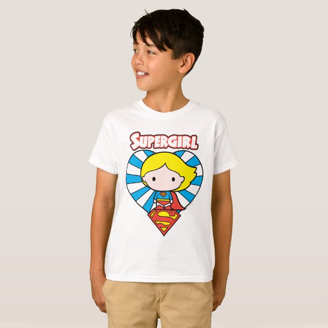 Camiseta Chibi Supergirl Starburst Heart and Logo (Anverso completo)