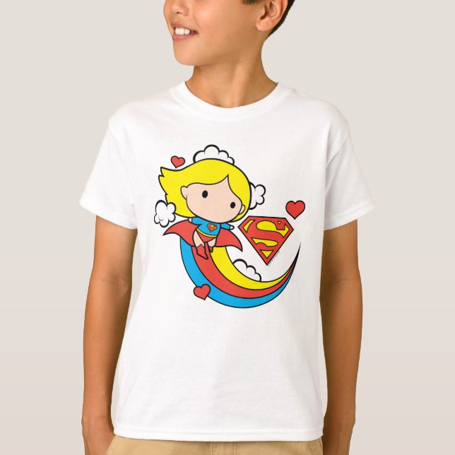 Camiseta Chibi Supergirl Volando Arcoiris (Anverso)