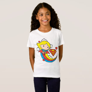 Camiseta Chibi Supergirl Volando Arcoiris
