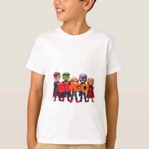Camiseta Chibi Superheroes Spell "BINGO"