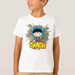 Camiseta Chibi Superman Smashing Through Brick Wall
