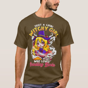 Camiseta Chibi Witch Book Lover Witchy Chica Halloween Read