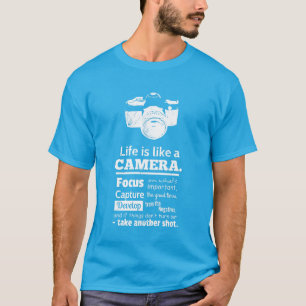 Camiseta Chic La vida es como una cámara cita, Grunge Blanc