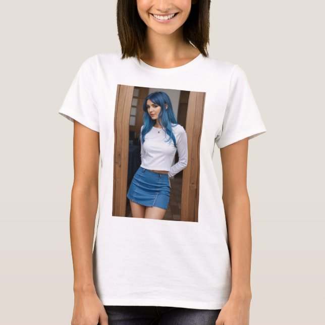 Camiseta Chic Moderno: Elegancia en Azul (Anverso)