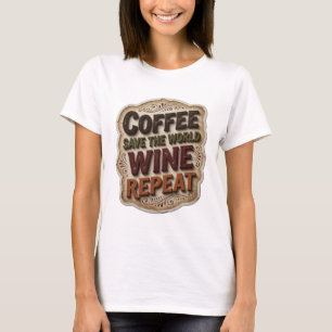 Camiseta Chic Naranja CAFÉ SALVA EL MUNDO VINO REPITE