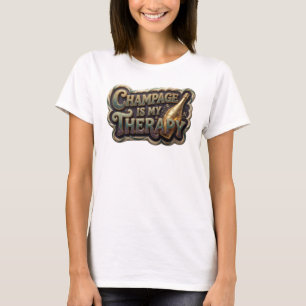 Camiseta Chic Rosa CHAMPÁN ES MI TERAPIA Motivo Artístico