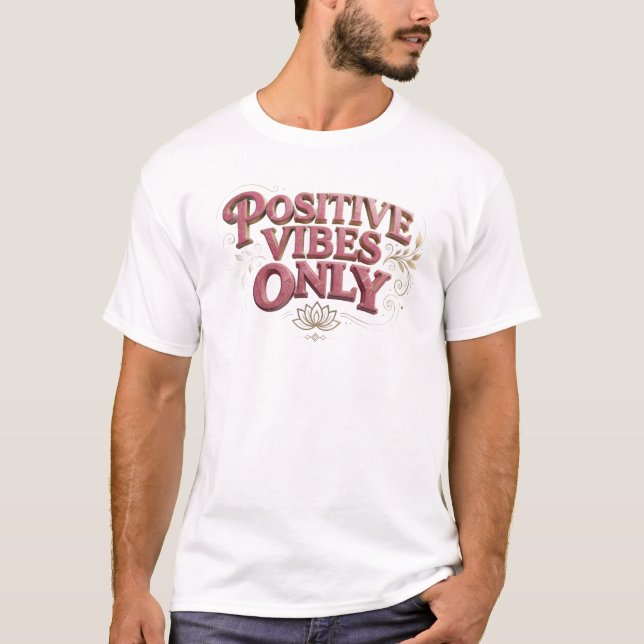 Camiseta Chic Rosa SOLO VIBRAS POSITIVAS Impresión Creativa (Anverso)