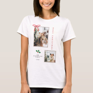 Camiseta Chic Tipografía Minimalista Foto Feliz Navidad