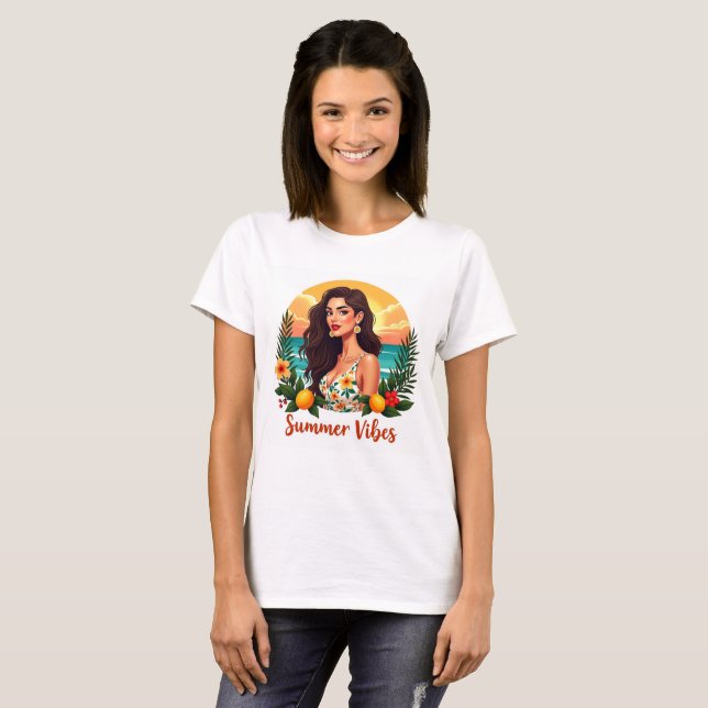 Camiseta Chic Tropical Summer Vibes Woman T-Shirt (Anverso completo)