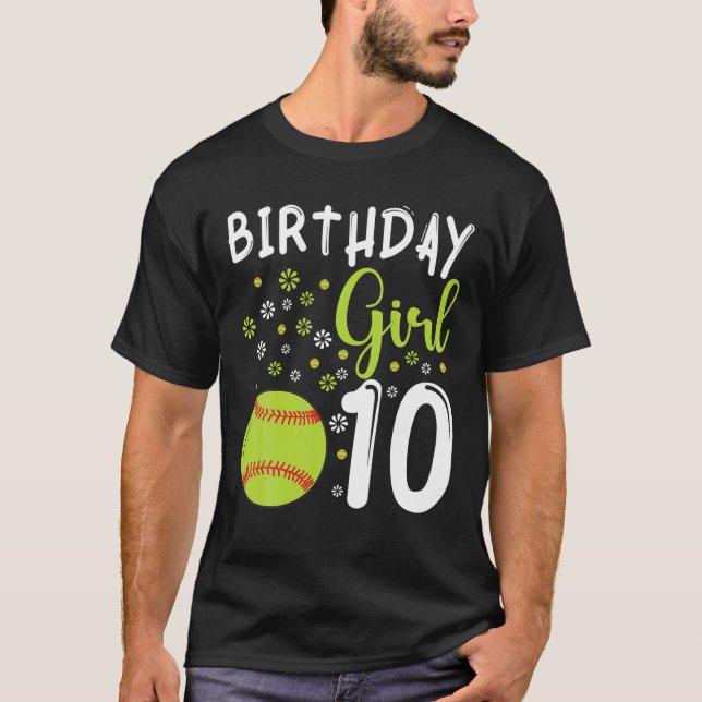 Camiseta Chica 10.º Jugador De Chicas De Softbol Diez Años  (Anverso)