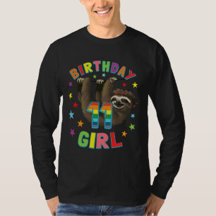 Camiseta Chica 11º cumpleaños Sloth Fiesta del Día B de 11 