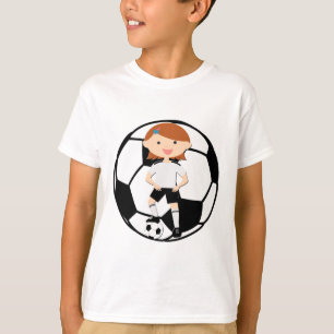 Camiseta Chica 3 del fútbol y bola blanco y negro