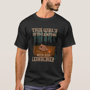 Camiseta Chica a acampar con su amante del perro Leonberger