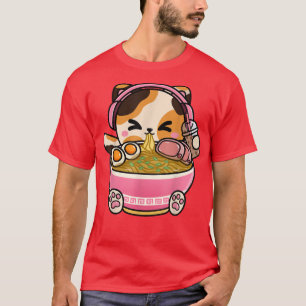 Camiseta Chica adolescente educado Kawaii Cat Neko Ramen Bo