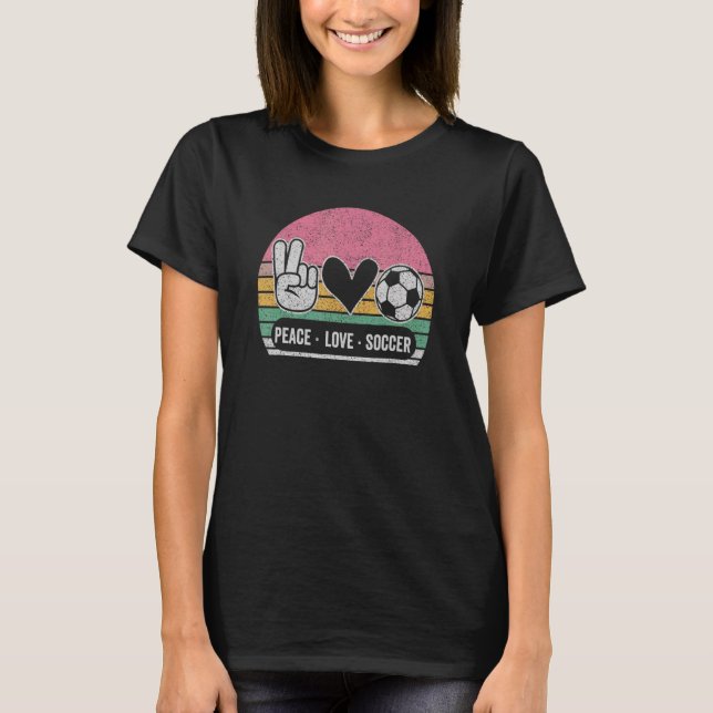 Camiseta Chica adolescente retro Peace Love Soccer Cute Pri (Anverso)