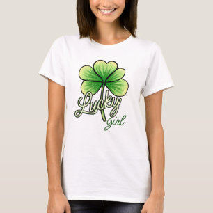 Camiseta Chica Afortunada Clover Día de San Patricio