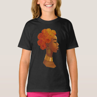 Camiseta Chica africana con flores en el cabello de la real