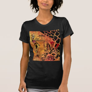 Camiseta Chica africano y jirafa - Amigos - Dibujo de arte 