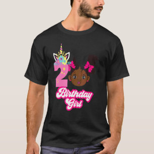Camiseta Chica Afro 2.º cumpleaños Chica negro afroamerican