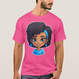 Camiseta Chica Afro Kawaii Con Azulejos Y Cabeza