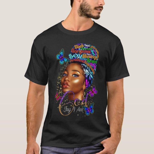 Camiseta Chica Afro Mariposa Mágica Dios diga que soy Melan (Anverso)