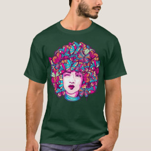 Camiseta Chica Afro Mariposa Negra Historia Melanina Negro 