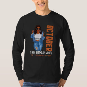 Camiseta Chica Afro Octubre Es Mi Cumpleaños Yep Todo El Mo