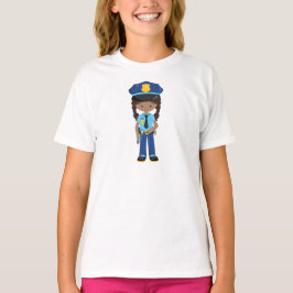 Camiseta Chica afroamericano, Chica de policía, policía
