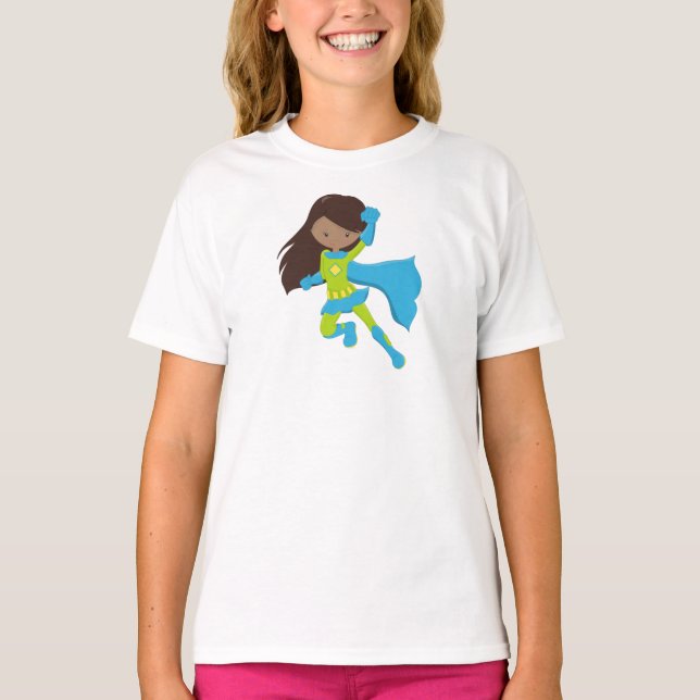 Camiseta Chica afroamericano, Chica superhéroe, Cabo Azul (Anverso)