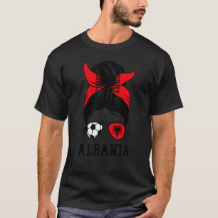 Camiseta Chica Albanesa De Fútbol Mamá Moño Desordenado Ban