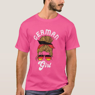 Camiseta Chica alemán Messy Bun Mujer Deutschland Alemania 