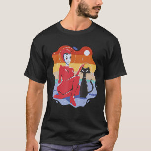 Camiseta Chica alienígena con traje y gato espacial con