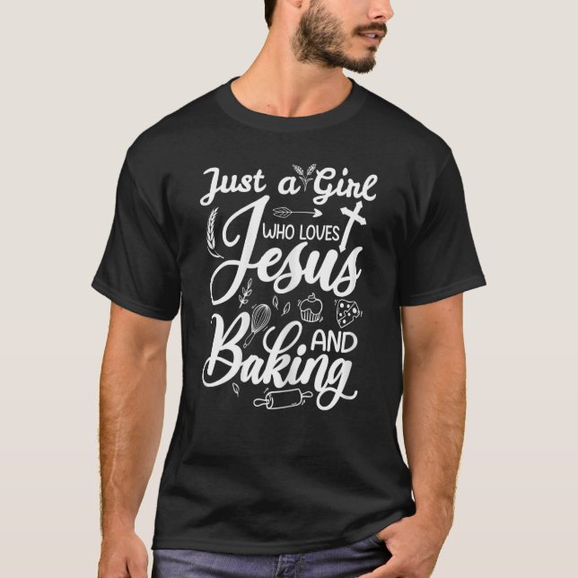 Camiseta Chica Ama A Jesús Y A La Cocinera Horneando A La M (Anverso)