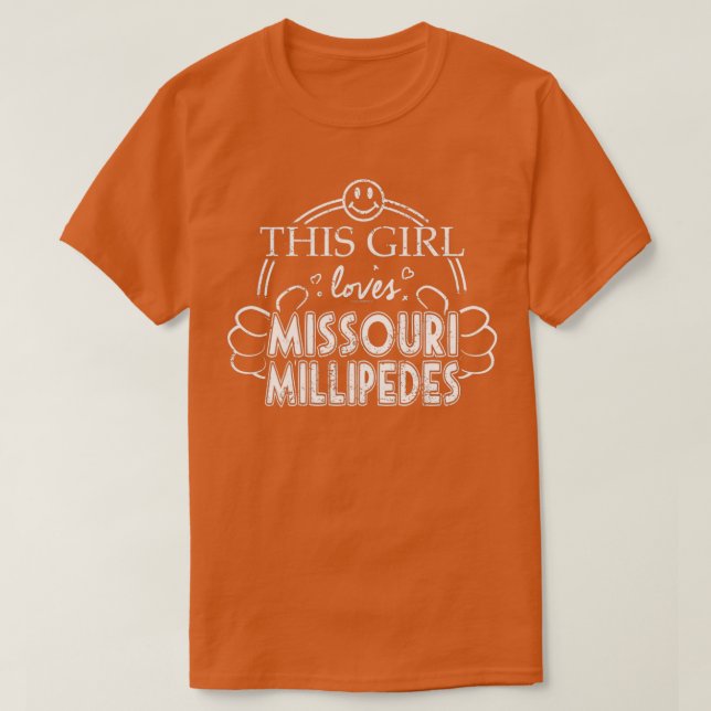 Camiseta Chica ama el Mascota de Misuri Millipedes (Diseño del anverso)