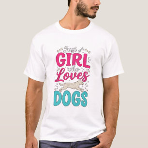 Camiseta Chica ama perros Tipografía de grabado vintage Dis
