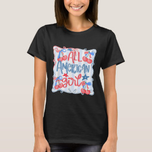 Camiseta Chica Americana Coqueta Lazo 4 De Julio Patriota