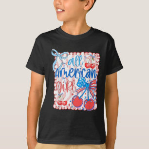 Camiseta Chica Americana Coqueta Lazo 4 De Julio Patriota