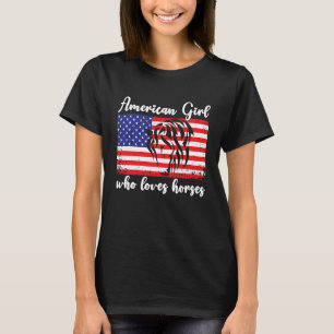 Camiseta Chica americana que ama a los caballos jinete