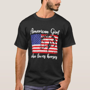 Camiseta chica americana que ama a los caballos jinete 1