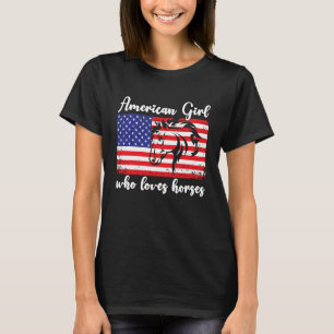 Camiseta Chica americana que ama a los caballos jinete 1