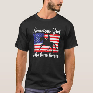 Camiseta Chica americana que ama a los caballos jinete de d