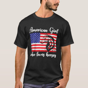 Camiseta Chica americana que ama a los caballos jinete Ragl