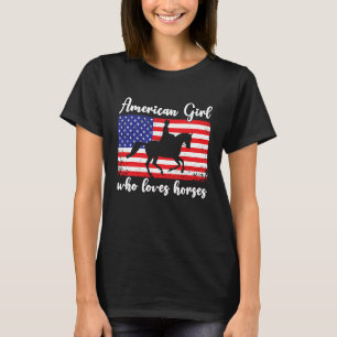 Camiseta Chica americana que ama los caballos de doma clási