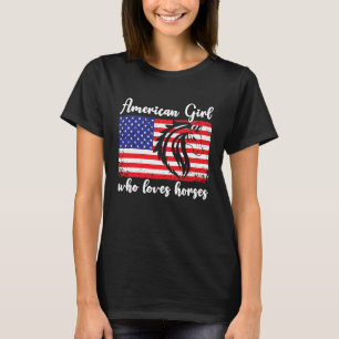 Camiseta Chica americana que ama los caballos jinete 3